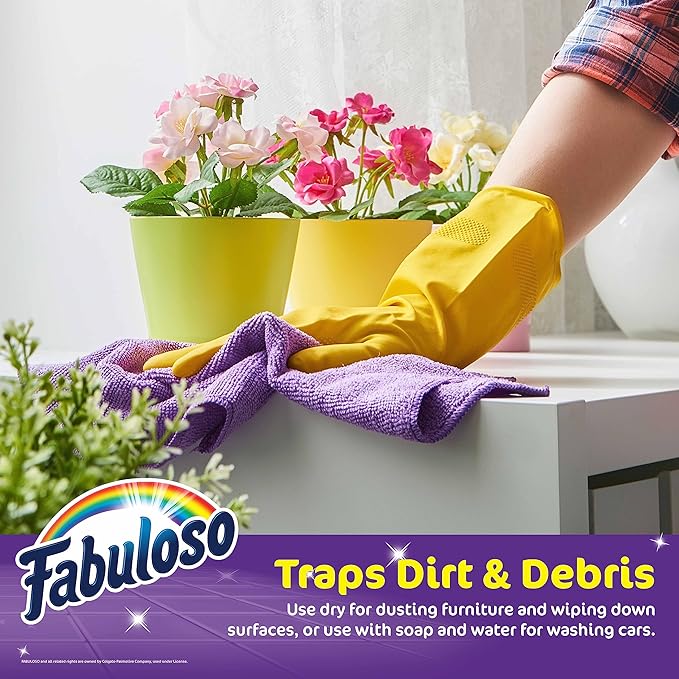 Fabuloso Microfiber Cleaning Cloths, 8 ct, Rainbow Colors | Lint-Free,