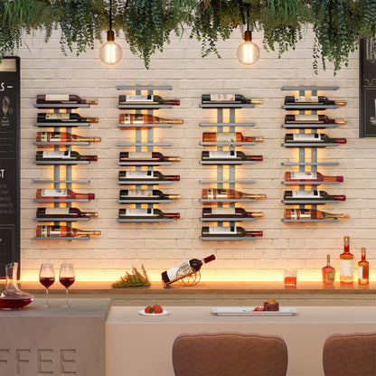 Hoctieon 8 Tier Wall Mount Wine Rack, Wall Racks for Wine Bottles Display and Storage, Hanging Bottle Organizer for Living Room, Dining Room, Wine Cellar, Bar, Grey