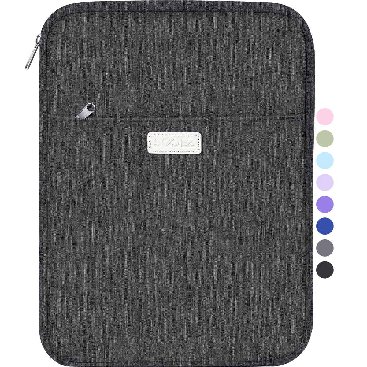 Sooez Zipper Binder Bag, 1 Inch Binders 3 Ring O-Ring, 5-Tab Dividers Expanding File Folder, 500-Sheet Capacity Three Ring Binder, Gray