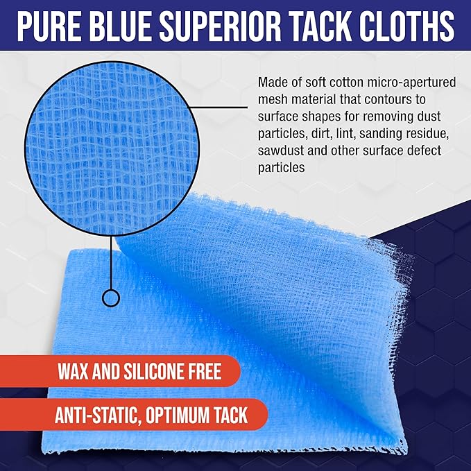 TCP Global - Pure Blue Superior Tack Cloths - Tack Rags - Automotive Car