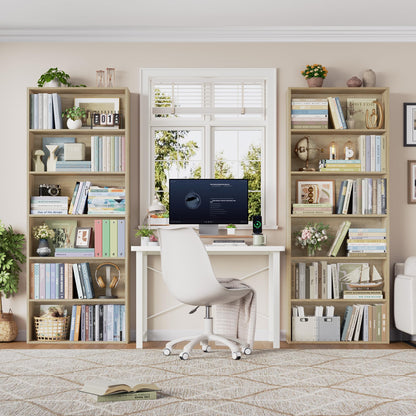 FOTOSOK 6-Tier Open Bookcase and Bookshelf, Freestanding Display Storage Shelves Tall Bookcase for Bedroom, Living Room and Office, Light Oak