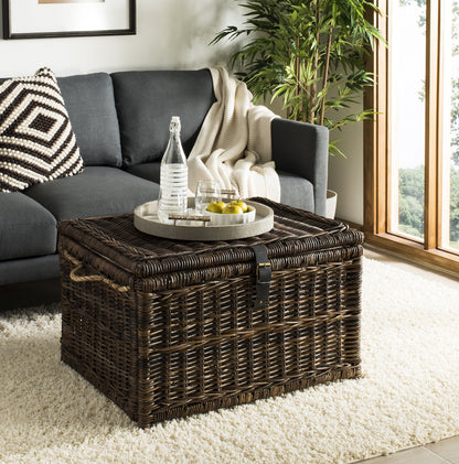 happimess HPM9001B Caden 30" Wicker Storage Trunk, Collapsible for flat storage, Rattan-Sarang Buaya, Coastal for Office, Dorm Room-LivingRoom, Bedroom, Dining Room, Brown