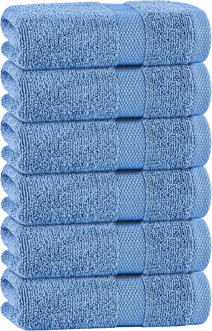 White Classic Light Blue Hand Towels