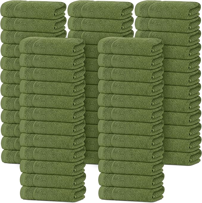 Tens Towels Pack of 60 Washcloths, 12 x 12 Inches, Lighter Weight, Quick to Dry