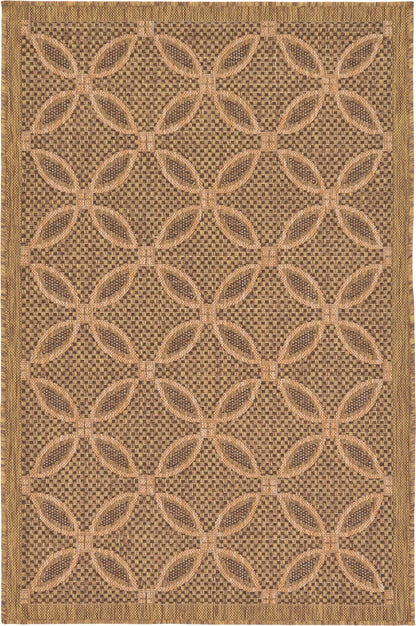 Unique Loom Outdoor Trellis Collection Area Rug - Spiral (3' 3" x 5' 1" Rectangle, Light Brown/ Brown)
