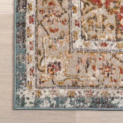 nuLOOM Performance Oriental Style Area Rug, Vintage Design, Durable, Easy to Clean, Justine Beige, 8' x 10'