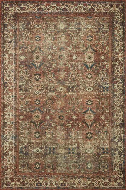 Loloi Magnolia Home by Joanna Gaines Banks Collection BAN-04 Brick/Ivory 5'-0" x 7'-6", .13" Pile Height, Machine Washable, Area Rug