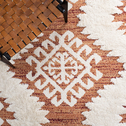 SAFAVIEH Moroccan Tassel Shag Collection Area Rug - 6'7" x 9'2", Orange & Ivory, Boho Design, Non-Shedding & Easy Care, 2-inch Thick Ideal for High Traffic Areas in Living Room, Bedroom (MTS652P)