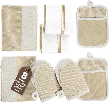 Casa Platino Pot Holders and Oven Mitts, 8-Piece – 500°F Heat Resistant Mini