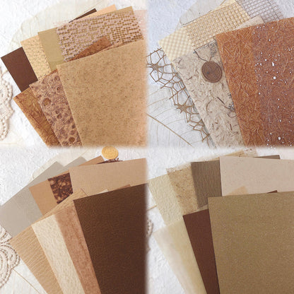 30Pcs Unique Handmade Textured Scrapbook Paper&Mesh Fabric set - A5 sheet Craft Mulberry Special Rice Paper Mix for Scrapbooking Junk Journaling Supplies Card Collage DIY Materials, 5.8x8.2 inches
