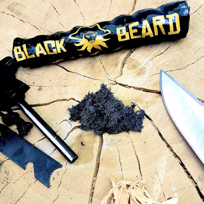 Black Beard Fire Starter Rope (1 Rope) | 100% Weatherproof Fire Starter for Campfires | Can Light 50+ Fires with Over 4.5 Hour Burn Time | Infinite Shelf Life for Emergency Survival Kits | Made in USA