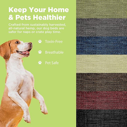 X-Large - 48 x 30 x 5 - Natural Premium Organic Hemp Dog Bed - Organic Latex Fill - Removeable Cover