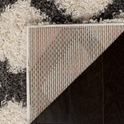 SAFAVIEH Dallas Shag Collection Area Rug - 8'6" x 12', Ivory & Dark Grey, Trellis Design, Non-Shedding & Easy Care, 1.5-inch Thick Ideal for High Traffic Areas in Living Room, Bedroom (SGDS258H)