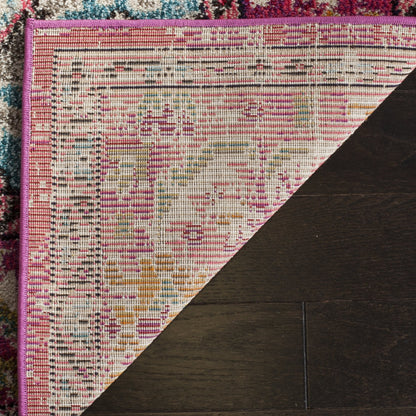 SAFAVIEH Monaco Collection Area Rug - 5'1" x 7'7", Pink & Multi, Non-Shedding & Easy to Clean, Distressed Medallion Design, Ideal for Living Room, Bedroom, Dining Space (MNC243D)
