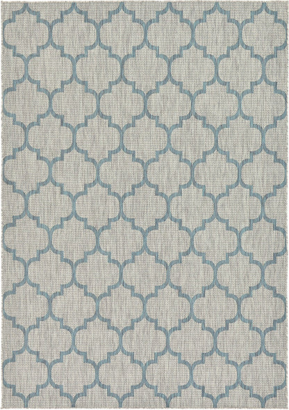 Unique Loom Outdoor Trellis Collection Area Rug (7' 1" x 10' Rectangle, Gray/ Ivory)