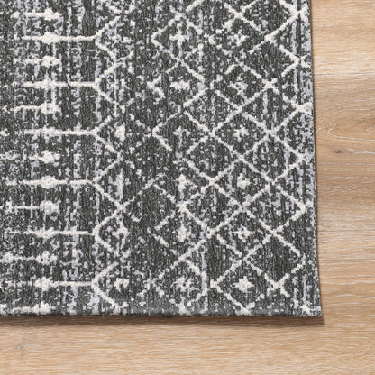 Moroccan Trellis Area Rug 2x3 Indoor Door Mat Non-Slip Washable Entry Rug, Boho Geometric Small Accent Throw Rug for Kitchen Entryway Bathroom Moroccan Tribal Stripe Floor Mats
