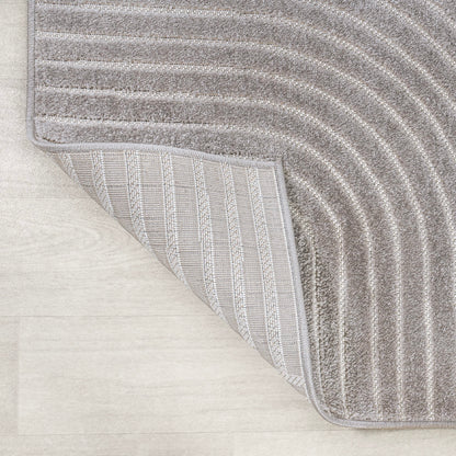JONATHAN Y Hallie High-Low Curve Gray/Ivory 6x6 Square Indoor/Outdoor Area Rug, Minimalist, Pet Friendly, Non-Shedding, Stain Resistant, Hose-Washable for Backyard, Patio, Porch (SCN100A-6SQ)