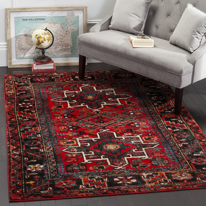 SAFAVIEH Vintage Hamadan Collection Area Rug - 5'3" x 7'6", Red & Multi, Traditional Persian Design, Non-Shedding & Easy to Clean, Ideal for Living Room, Bedroom, Dining Space (VTH211A)