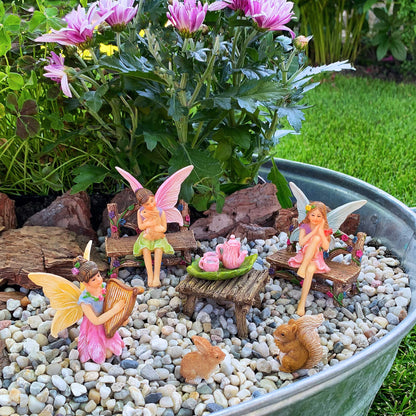 Mood Lab Fairy Garden Figurines - Miniature Decor Set (12 pcs) - Statues & Accessories - Outdoor & Indoor Garden Decor