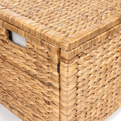 happimess HPM9005A Anada Wicker Weave 30" Storage Trunk, Wooden Frame/Water Hyacinth, Farmhouse, Transitional, Coastal, Rustic for Office, Dorm Room, Living-Room, Bedroom, Dining-Room, Natural