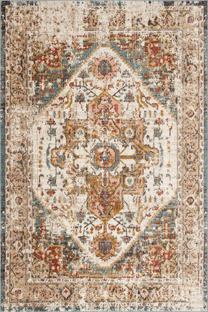 nuLOOM Performance Oriental Style Area Rug, Vintage Design, Durable, Easy to Clean, Justine Beige, 8' x 10'