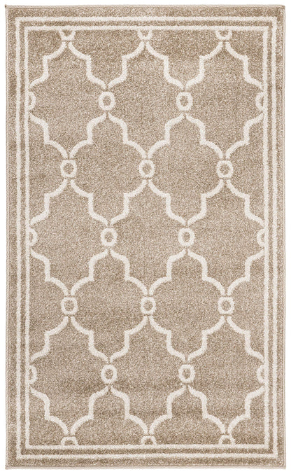 SAFAVIEH Amherst Collection Accent Rug - 3' x 5', Wheat & Beige, Trellis Design, Non-Shedding & Easy Care, Ideal for High Traffic Areas in Entryway, Living Room, Bedroom (AMT414S)