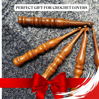 Shesham Wood Crochet Hooks Set of 13 - Sizes 3.5 mm to 12 mm – Premium Wooden Hooks for Knitting and Crocheting | Natural Wood Craft Tools | Perfect Mother's Day Gift