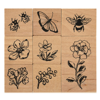 Recollections Flower Wood Stamp Set - Woods Stamps for Stationary, Scrapbooking, School Projects, Arts & Crafts - 1 Pack10185545