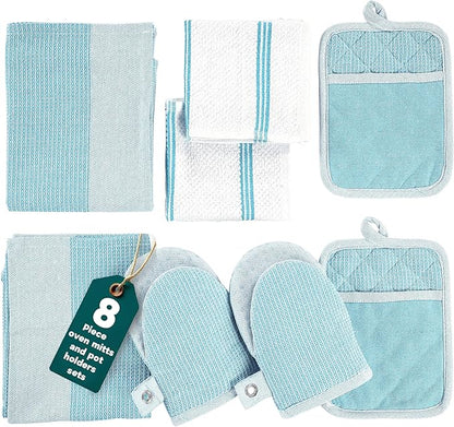 Casa Platino Oven Mitts and Pot Holders Sets, 8-Piece – 500°F Heat Resistant