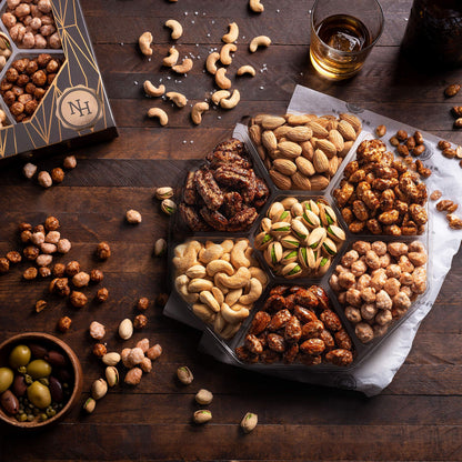 Nuts Gift Basket - Assortment of Sweet & Roasted Salted Gourmet Nuts - Assorted Food Gift Box for Birthday, Family, Sympathy, Men & Women.