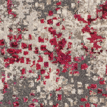 SAFAVIEH Monaco Collection Area Rug - 6'7" x 9'2", Grey & Fuchsia, Boho Chic Abstract Watercolor Design, Non-Shedding & Easy Care, Ideal for High Traffic Areas in Living Room, Bedroom (MNC225R)