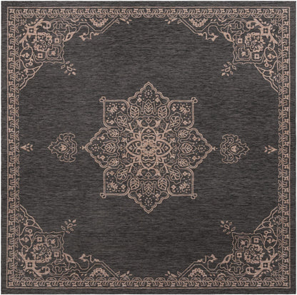 Unique Loom Outdoor Traditional Collection Area Rug - Antique (Square 13' 0" x 13' 0", Charcoal Gray/Natural)