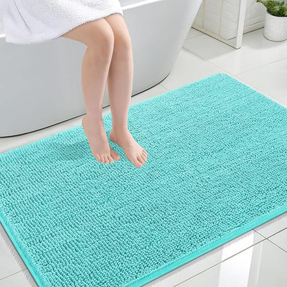 OLANLY Large Bathroom Rugs 47x32, Extra Soft Absorbent Chenille Bath Rugs, Rubber Backing Quick Dry, Machine Washable Bath Mats for Bathroom Floor, Tub and Shower, Home Decor Accessories, Teal