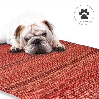Fab Habitat Striped Outdoor Rug - Waterproof, Fade Resistant, Crease-Free, Reversible - Premium Recycled Plastic - Patio Porch Balcony Deck - Cancun Sunset - 8x10 ft