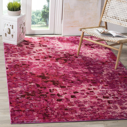 SAFAVIEH Monaco Collection Area Rug - 6'7" x 9'2", Fuchsia, Boho Chic Abstract Watercolor Design, Non-Shedding & Easy Care, Ideal for High Traffic Areas in Living Room, Bedroom (MNC225F)