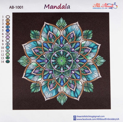 AllAboutEmbroideryUA Bead Embroidery kit Mandala AB-1001 Beaded Cross Stitch kit