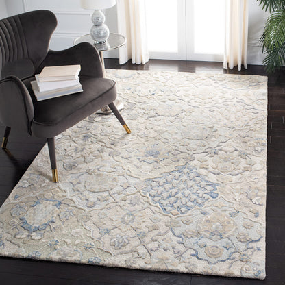 SAFAVIEH Glamour Collection 5' x 8' Grey/Blue GLM622F Handmade Premium Wool Area Rug