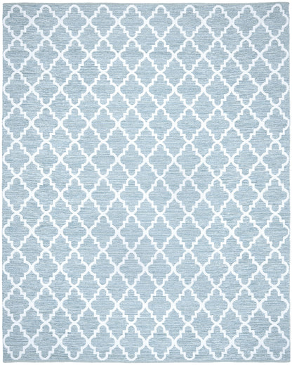 SAFAVIEH Area Rug 8x10 - Montauk Collection - Large - Light Blue & Ivory, Handmade Cotton, Trellis Pattern, Ideal for Living Room, Bedroom, Office, Dining Space (MTK810B)