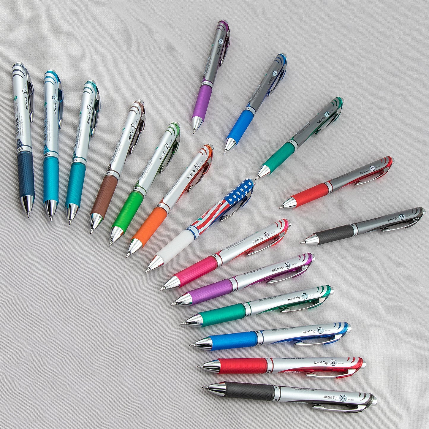 Pentel EnerGel RTX Retractable Liquid Gel Pen, (0.7mm), Medium Line, Metal Tip, Assorted Ink, Pack of 8 (BL77BP8M)