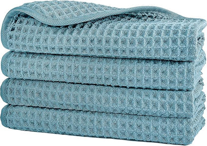 POLYTE 430 GSM Microfiber Lint Free Washcloth Face Towel, 13 x 13 in, 4 Pack