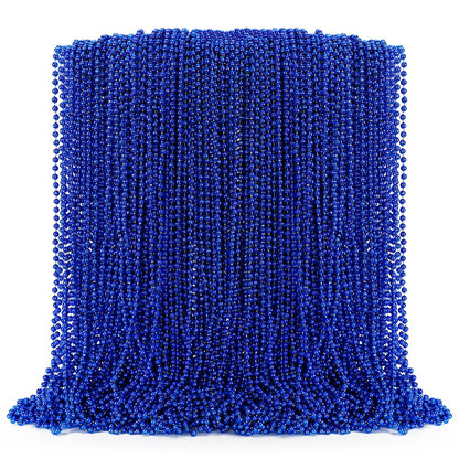 EOBOH 100PCS Mardi Gras Beads Necklace, Blue Bead Necklaces Stuff Bulk, 33" Christmas Necklace Party Supplies, Festival Parade Throw Accessories for Wedding Birthday Pirate Theme Party Decor