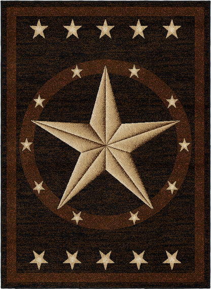 Rustic Lodge Texas Star 3683 2'3"x3'3" Black Area Rug
