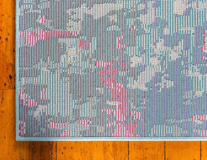 Unique Loom Jardin Collection Colorful, Vibrant, Abstract, Modern Area Rug (5' 0 x 8' 0 Rectangular, Blue/ Pink)
