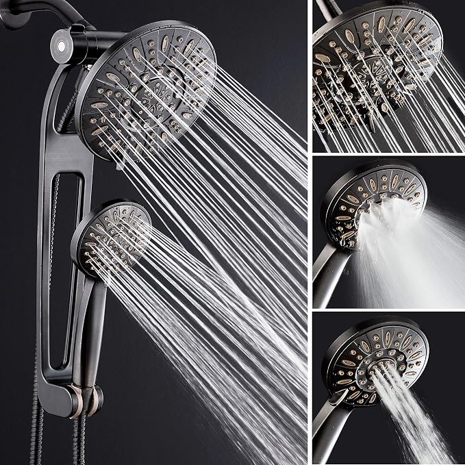AquaDance High-Pressure 48-mode 3-way Shower Spa Combo with Adjustable 18" Extension Arm for Easy Reach & Mobility! Enjoy Luxury 7" Rain & Handheld Showerhead Separately or Together! Oil-Rubbed Bronze