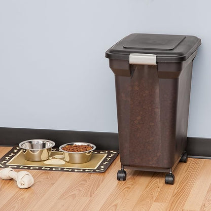 IRIS USA Airtight Dog Food Storage Container, WeatherPro, Removable Wheels
