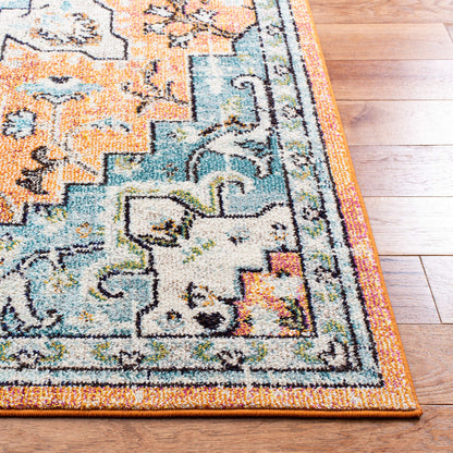 SAFAVIEH Area Rug 6x9 - Madison Collection - Orange & Teal, Boho Chic Distressed Medallion Design, Non-Shedding & Easy to Clean, Ideal for Living Room, Bedroom, Dining Space (MAD473P)