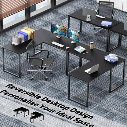 SHW Mission 48 x 48 Inches L-Shape Home Office Computer Desk, Black