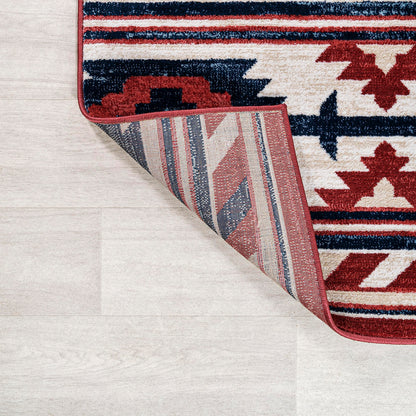 JONATHAN Y Medallion Southwestern Indoor Area Rug 4X6 Red/Navy/Cream, Serape for Living Room, Bedroom, Kitchen, Office, Easy-Cleaning, High Traffic, Pet-Friendly, Non-Shedding SWC100A-4