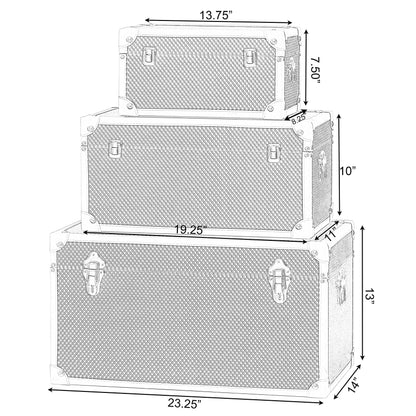 Vintiquewise Faux Leather Storage Trunk Set of 3