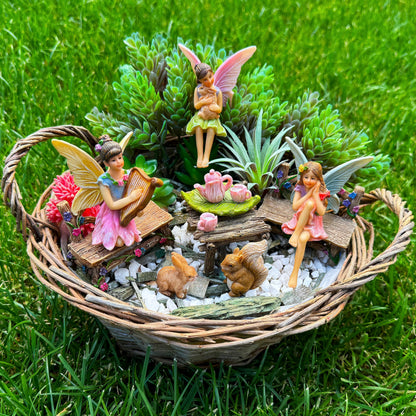 Mood Lab Fairy Garden Figurines - Miniature Decor Set (12 pcs) - Statues & Accessories - Outdoor & Indoor Garden Decor